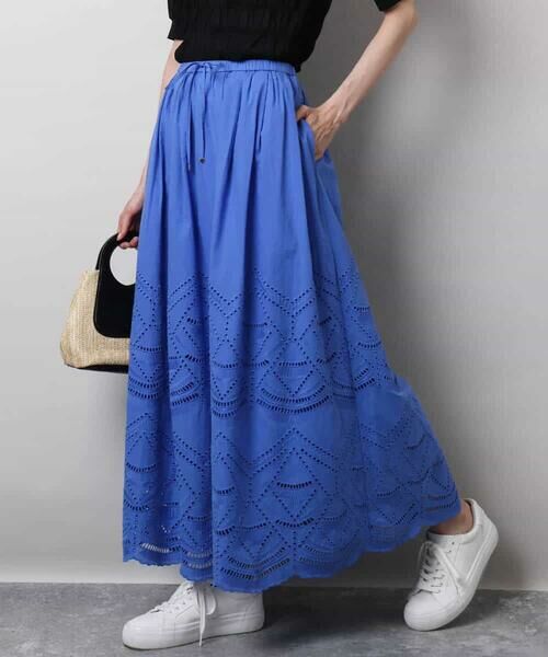 MK MICHEL KLEIN / エムケーミッシェルクラン ロング・マキシ丈スカート | コットン刺繍カットワークギャザースカート/洗える | 詳細29