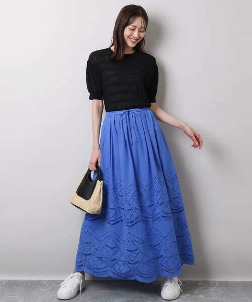 MK MICHEL KLEIN / エムケーミッシェルクラン ロング・マキシ丈スカート | コットン刺繍カットワークギャザースカート/洗える | 詳細30