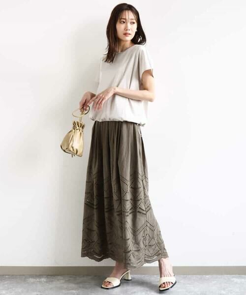 MK MICHEL KLEIN / エムケーミッシェルクラン ロング・マキシ丈スカート | コットン刺繍カットワークギャザースカート/洗える | 詳細4