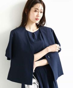 MK MICHEL KLEIN / エムケーミッシェルクラン ノーカラージャケット | ハーフスリーブジャケット/撥水/UVカット/洗える