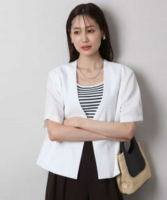 MK MICHEL KLEIN / エムケーミッシェルクラン ノーカラージャケット | ハーフスリーブジャケット/撥水/UVカット/洗える