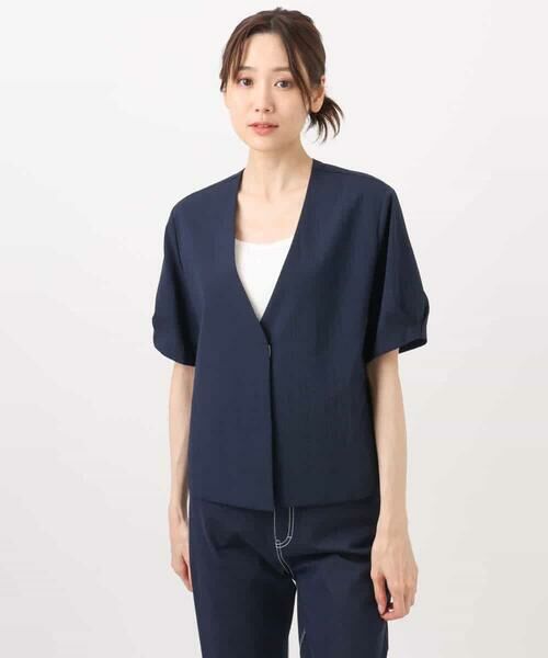 MK MICHEL KLEIN / エムケーミッシェルクラン ノーカラージャケット | ハーフスリーブジャケット/撥水/UVカット/洗える | 詳細12