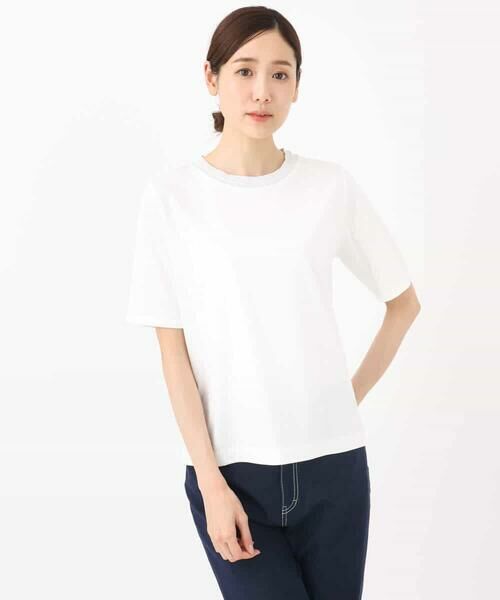 MK MICHEL KLEIN / エムケーミッシェルクラン カットソー | ラメ入りネックデザインTシャツ/接触冷感/洗える | 詳細16