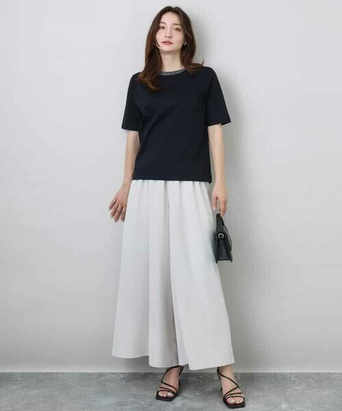 MK MICHEL KLEIN / エムケーミッシェルクラン カットソー | ラメ入りネックデザインTシャツ/接触冷感/洗える | 詳細3