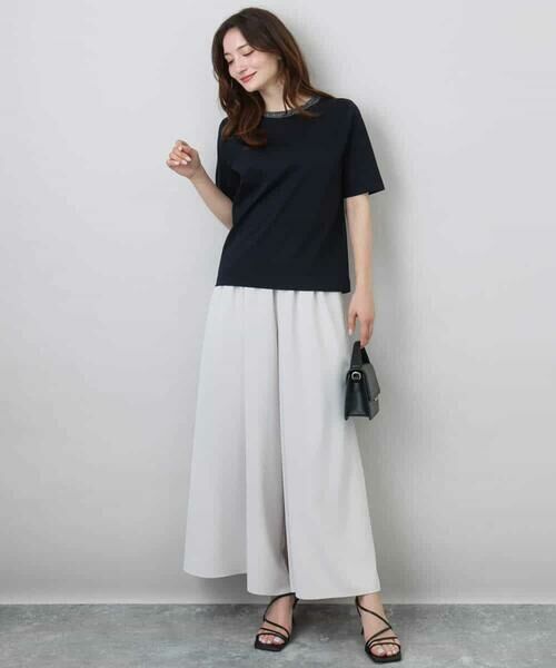 MK MICHEL KLEIN / エムケーミッシェルクラン カットソー | ラメ入りネックデザインTシャツ/接触冷感/洗える | 詳細4