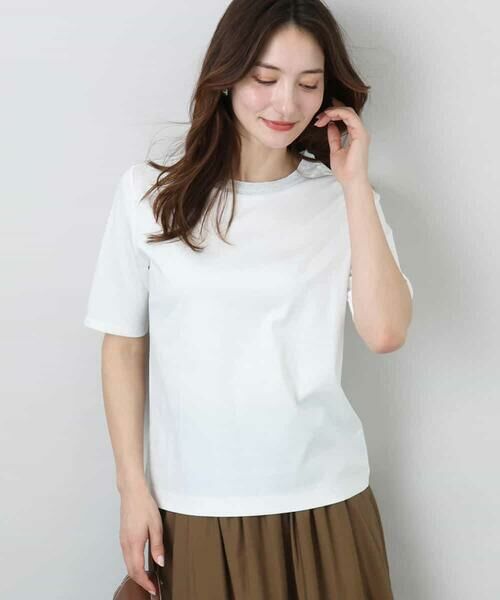 MK MICHEL KLEIN / エムケーミッシェルクラン カットソー | ラメ入りネックデザインTシャツ/接触冷感/洗える | 詳細5