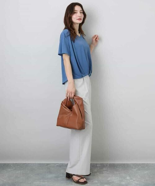 MK MICHEL KLEIN / エムケーミッシェルクラン カットソー | タックヘムデザインVネックカットソー/接触冷感/UVカット/洗える | 詳細10