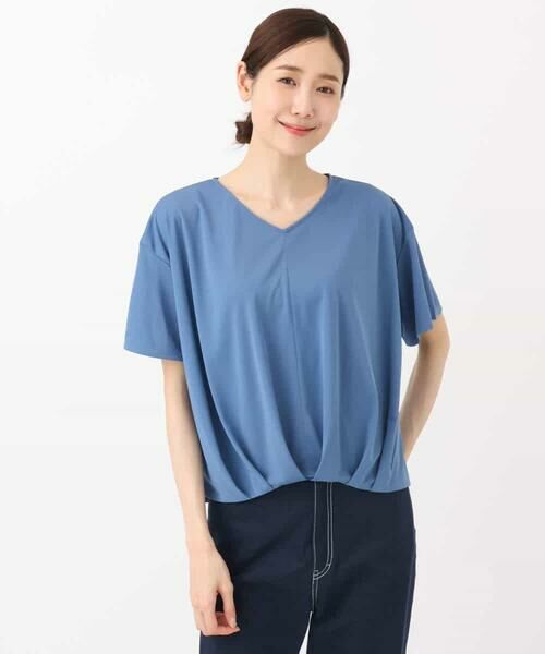 MK MICHEL KLEIN / エムケーミッシェルクラン カットソー | タックヘムデザインVネックカットソー/接触冷感/UVカット/洗える | 詳細13