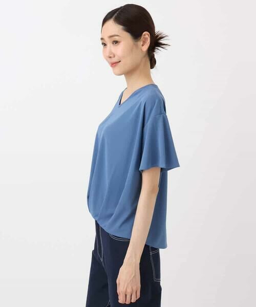 MK MICHEL KLEIN / エムケーミッシェルクラン カットソー | タックヘムデザインVネックカットソー/接触冷感/UVカット/洗える | 詳細14