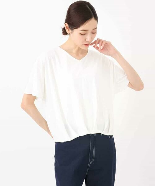 MK MICHEL KLEIN / エムケーミッシェルクラン カットソー | タックヘムデザインVネックカットソー/接触冷感/UVカット/洗える | 詳細20