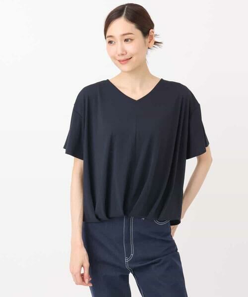 MK MICHEL KLEIN / エムケーミッシェルクラン カットソー | タックヘムデザインVネックカットソー/接触冷感/UVカット/洗える | 詳細21