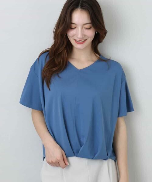 MK MICHEL KLEIN / エムケーミッシェルクラン カットソー | タックヘムデザインVネックカットソー/接触冷感/UVカット/洗える | 詳細9