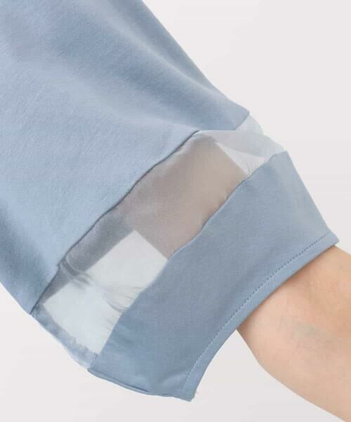 MK MICHEL KLEIN / エムケーミッシェルクラン カットソー | シアー切替えランタンスリーブカットソー/接触冷感/洗える | 詳細1