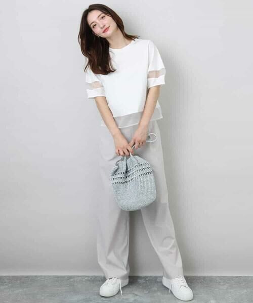 MK MICHEL KLEIN / エムケーミッシェルクラン カットソー | シアー切替えランタンスリーブカットソー/接触冷感/洗える | 詳細14