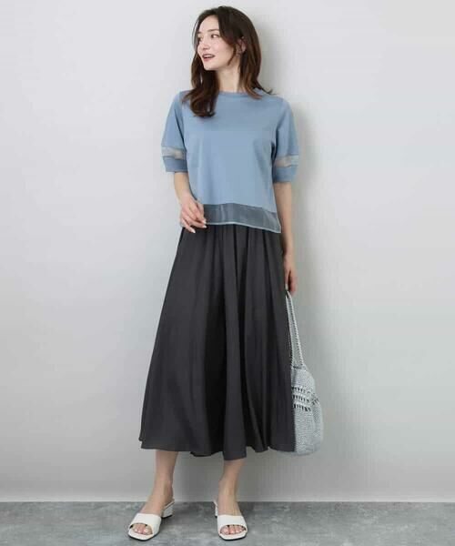 MK MICHEL KLEIN / エムケーミッシェルクラン カットソー | シアー切替えランタンスリーブカットソー/接触冷感/洗える | 詳細18