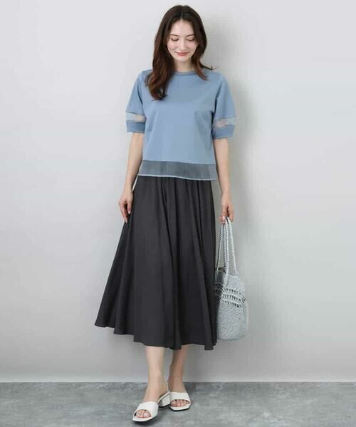 MK MICHEL KLEIN / エムケーミッシェルクラン カットソー | シアー切替えランタンスリーブカットソー/接触冷感/洗える | 詳細19