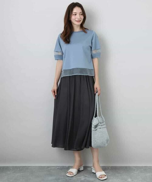 MK MICHEL KLEIN / エムケーミッシェルクラン カットソー | シアー切替えランタンスリーブカットソー/接触冷感/洗える | 詳細20