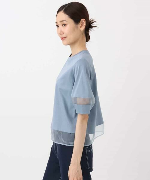 MK MICHEL KLEIN / エムケーミッシェルクラン カットソー | シアー切替えランタンスリーブカットソー/接触冷感/洗える | 詳細22