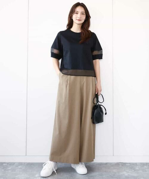 MK MICHEL KLEIN / エムケーミッシェルクラン カットソー | シアー切替えランタンスリーブカットソー/接触冷感/洗える | 詳細7