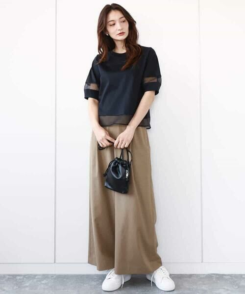 MK MICHEL KLEIN / エムケーミッシェルクラン カットソー | シアー切替えランタンスリーブカットソー/接触冷感/洗える | 詳細8