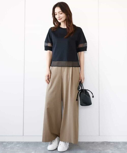 MK MICHEL KLEIN / エムケーミッシェルクラン カットソー | シアー切替えランタンスリーブカットソー/接触冷感/洗える | 詳細9