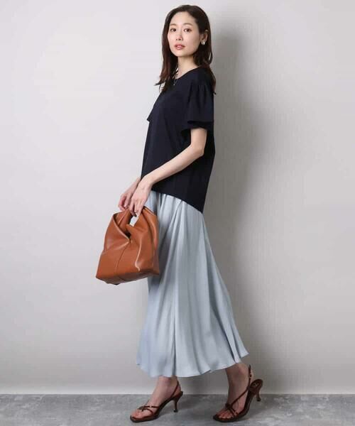 MK MICHEL KLEIN / エムケーミッシェルクラン カットソー | フレアースリーブ天竺カットソー/接触冷感/洗える | 詳細3