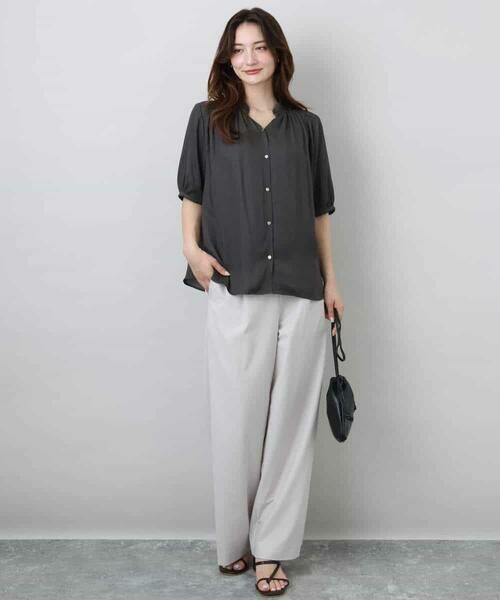 MK MICHEL KLEIN / エムケーミッシェルクラン その他パンツ | ワイドストレート ストレッチプルオンパンツ/洗える | 詳細10