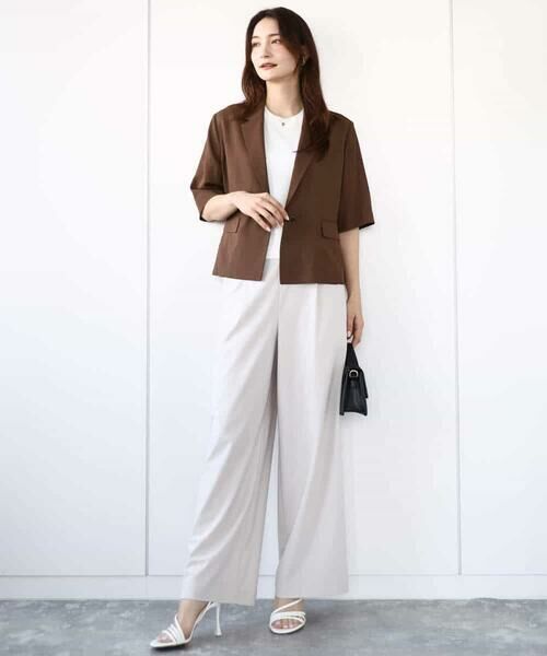 MK MICHEL KLEIN / エムケーミッシェルクラン その他パンツ | ワイドストレート ストレッチプルオンパンツ/洗える | 詳細30