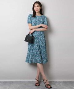 MK MICHEL KLEIN / エムケーミッシェルクラン ロング・マキシ丈ワンピース | ウエストタックジャージーワンピース（幾何柄・無地）/洗える