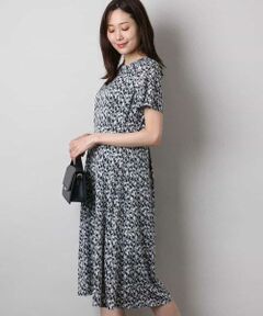 MK MICHEL KLEIN / エムケーミッシェルクラン ロング・マキシ丈ワンピース | ウエストタックジャージーワンピース（幾何柄・無地）/洗える