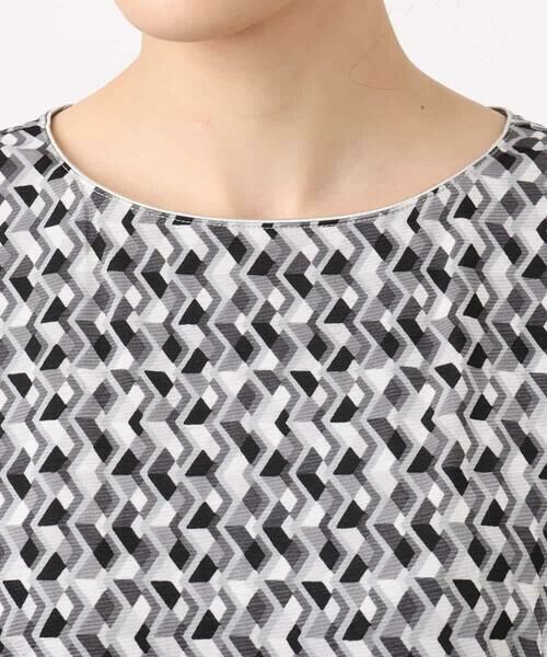 MK MICHEL KLEIN / エムケーミッシェルクラン ロング・マキシ丈ワンピース | ウエストタックジャージーワンピース（幾何柄・無地）/洗える | 詳細15