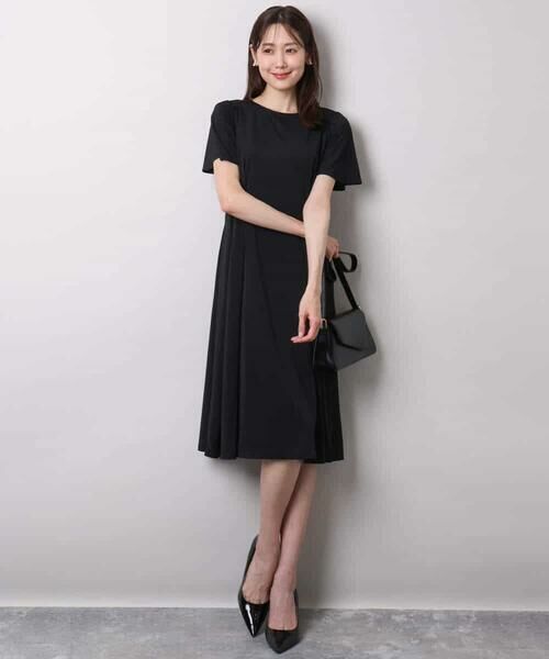 MK MICHEL KLEIN / エムケーミッシェルクラン ロング・マキシ丈ワンピース | ウエストタックジャージーワンピース（幾何柄・無地）/洗える | 詳細2