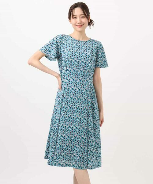 MK MICHEL KLEIN / エムケーミッシェルクラン ロング・マキシ丈ワンピース | ウエストタックジャージーワンピース（幾何柄・無地）/洗える | 詳細20