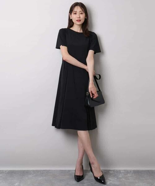 MK MICHEL KLEIN / エムケーミッシェルクラン ロング・マキシ丈ワンピース | ウエストタックジャージーワンピース（幾何柄・無地）/洗える | 詳細3