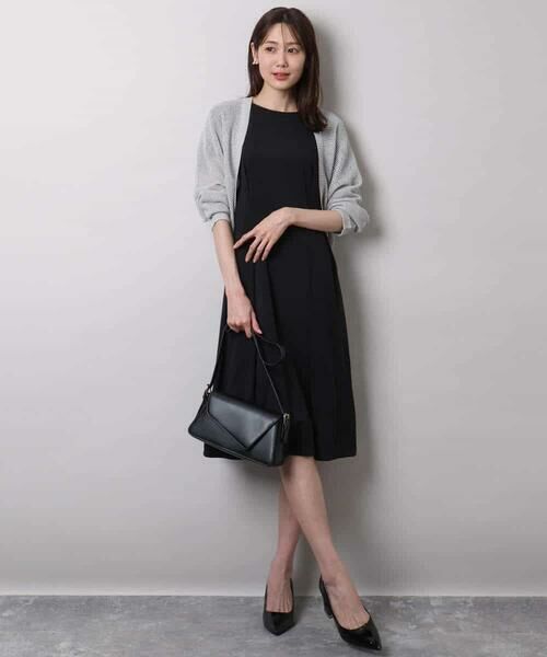 MK MICHEL KLEIN / エムケーミッシェルクラン ロング・マキシ丈ワンピース | ウエストタックジャージーワンピース（幾何柄・無地）/洗える | 詳細4