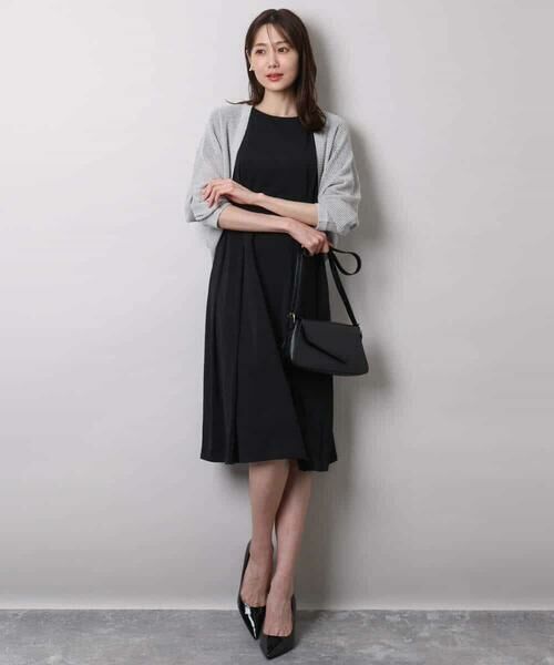 MK MICHEL KLEIN / エムケーミッシェルクラン ロング・マキシ丈ワンピース | ウエストタックジャージーワンピース（幾何柄・無地）/洗える | 詳細6