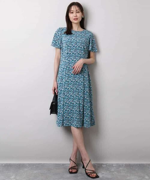 MK MICHEL KLEIN / エムケーミッシェルクラン ロング・マキシ丈ワンピース | ウエストタックジャージーワンピース（幾何柄・無地）/洗える | 詳細7