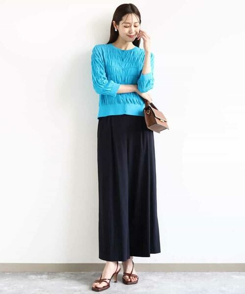 MK MICHEL KLEIN / エムケーミッシェルクラン カーディガン・ボレロ | シャーリングボーダーニットカーディガン/洗える | 詳細14