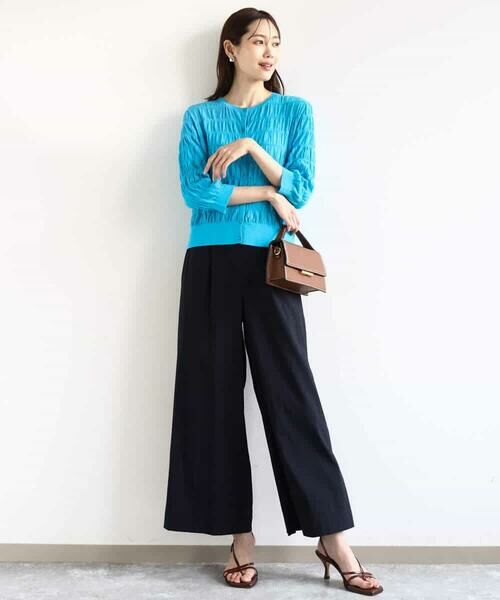 MK MICHEL KLEIN / エムケーミッシェルクラン カーディガン・ボレロ | シャーリングボーダーニットカーディガン/洗える | 詳細15