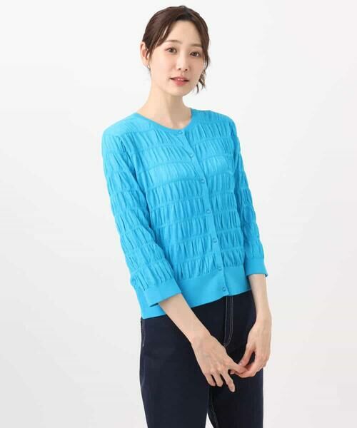 MK MICHEL KLEIN / エムケーミッシェルクラン カーディガン・ボレロ | シャーリングボーダーニットカーディガン/洗える | 詳細18