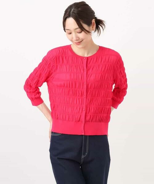 MK MICHEL KLEIN / エムケーミッシェルクラン カーディガン・ボレロ | シャーリングボーダーニットカーディガン/洗える | 詳細25