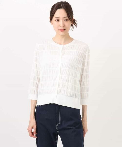 MK MICHEL KLEIN / エムケーミッシェルクラン カーディガン・ボレロ | シャーリングボーダーニットカーディガン/洗える | 詳細27