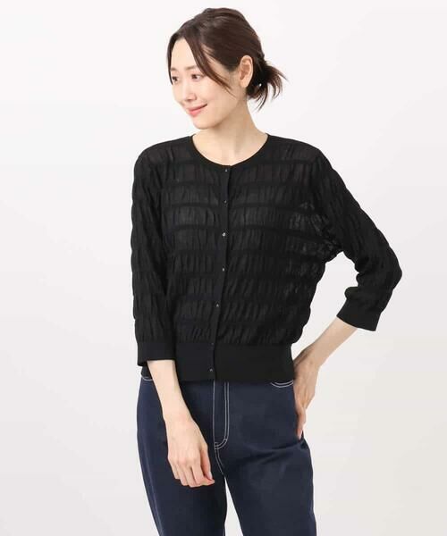 MK MICHEL KLEIN / エムケーミッシェルクラン カーディガン・ボレロ | シャーリングボーダーニットカーディガン/洗える | 詳細29