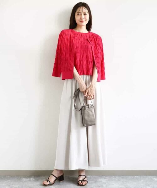 MK MICHEL KLEIN / エムケーミッシェルクラン カーディガン・ボレロ | シャーリングボーダーニットカーディガン/洗える | 詳細6