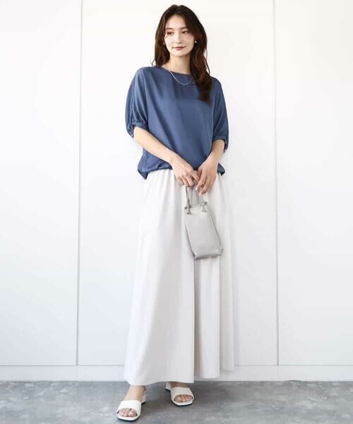 MK MICHEL KLEIN / エムケーミッシェルクラン シャツ・ブラウス | ドルマンスリーブサテン地ブラウス/洗える | 詳細2