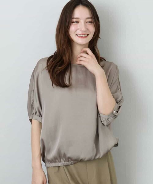 MK MICHEL KLEIN / エムケーミッシェルクラン シャツ・ブラウス | ドルマンスリーブサテン地ブラウス/洗える | 詳細6