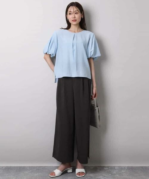 MK MICHEL KLEIN / エムケーミッシェルクラン シャツ・ブラウス | シアーストライプ柄ブラウス/接触冷感/洗える | 詳細13