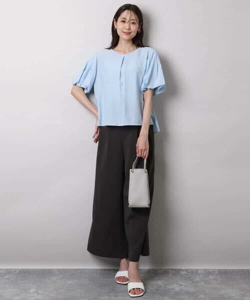 MK MICHEL KLEIN / エムケーミッシェルクラン シャツ・ブラウス | シアーストライプ柄ブラウス/接触冷感/洗える | 詳細14