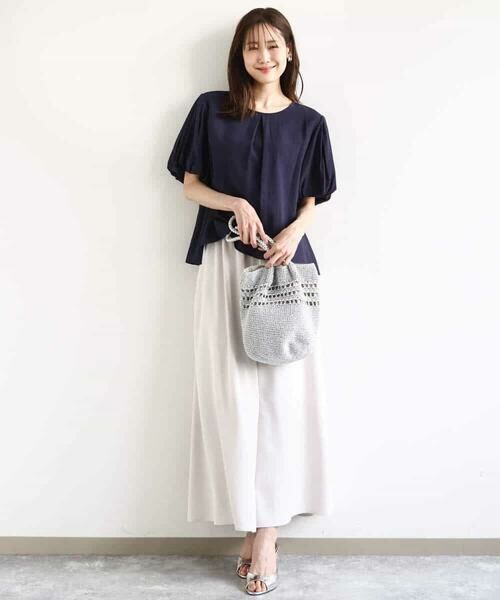 MK MICHEL KLEIN / エムケーミッシェルクラン シャツ・ブラウス | シアーストライプ柄ブラウス/接触冷感/洗える | 詳細4