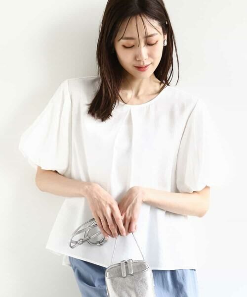 MK MICHEL KLEIN / エムケーミッシェルクラン シャツ・ブラウス | シアーストライプ柄ブラウス/接触冷感/洗える（ホワイト）